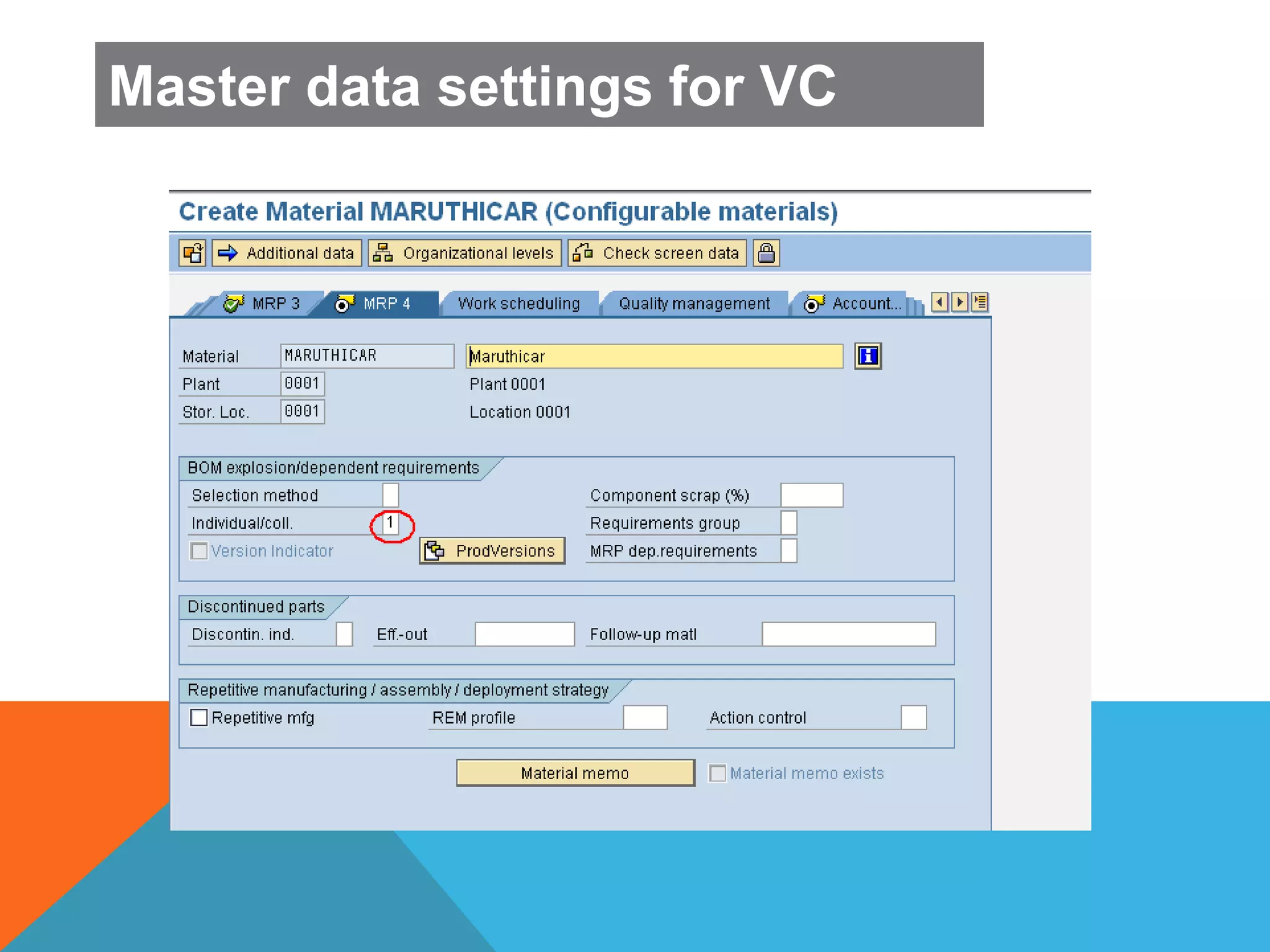 Master data settings for VC
 