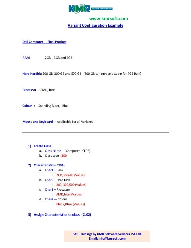 Sap Variant Configuration Example By Kmr Software Sap Variant Configuration Example By Kmr Software