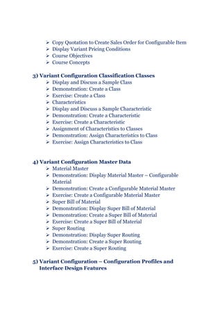 SAP VC Online Training | SAP Variant Configuration Training Content | PDF