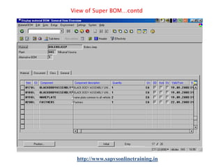 View of Super BOM…contd

http://www.sapvsonlinetraining.in

 