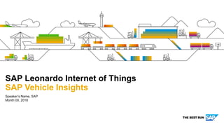 Speaker’s Name, SAP
Month 00, 2018
SAP Leonardo Internet of Things
SAP Vehicle Insights
 