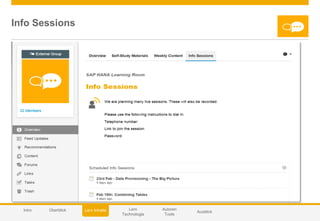 © 2014 SAP AG or an SAP affiliate company. All rights reserved. 41Customer
Info Sessions
Autoren
Tools
Lern
Technologie
AusblickIntro Lern InhalteÜberblick
 
