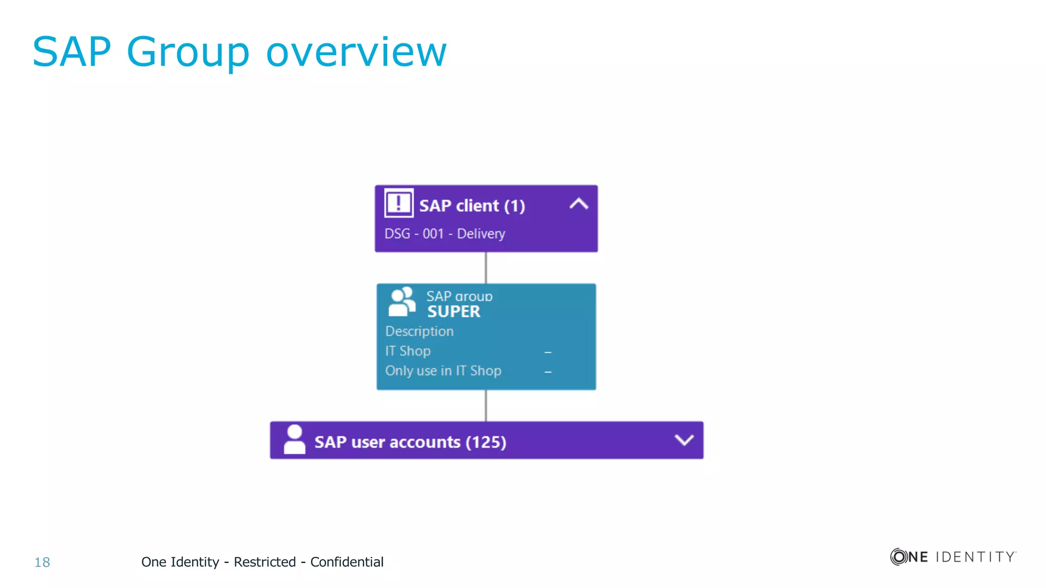 One Identity - Restricted - Confidential18
SAP Group overview
 