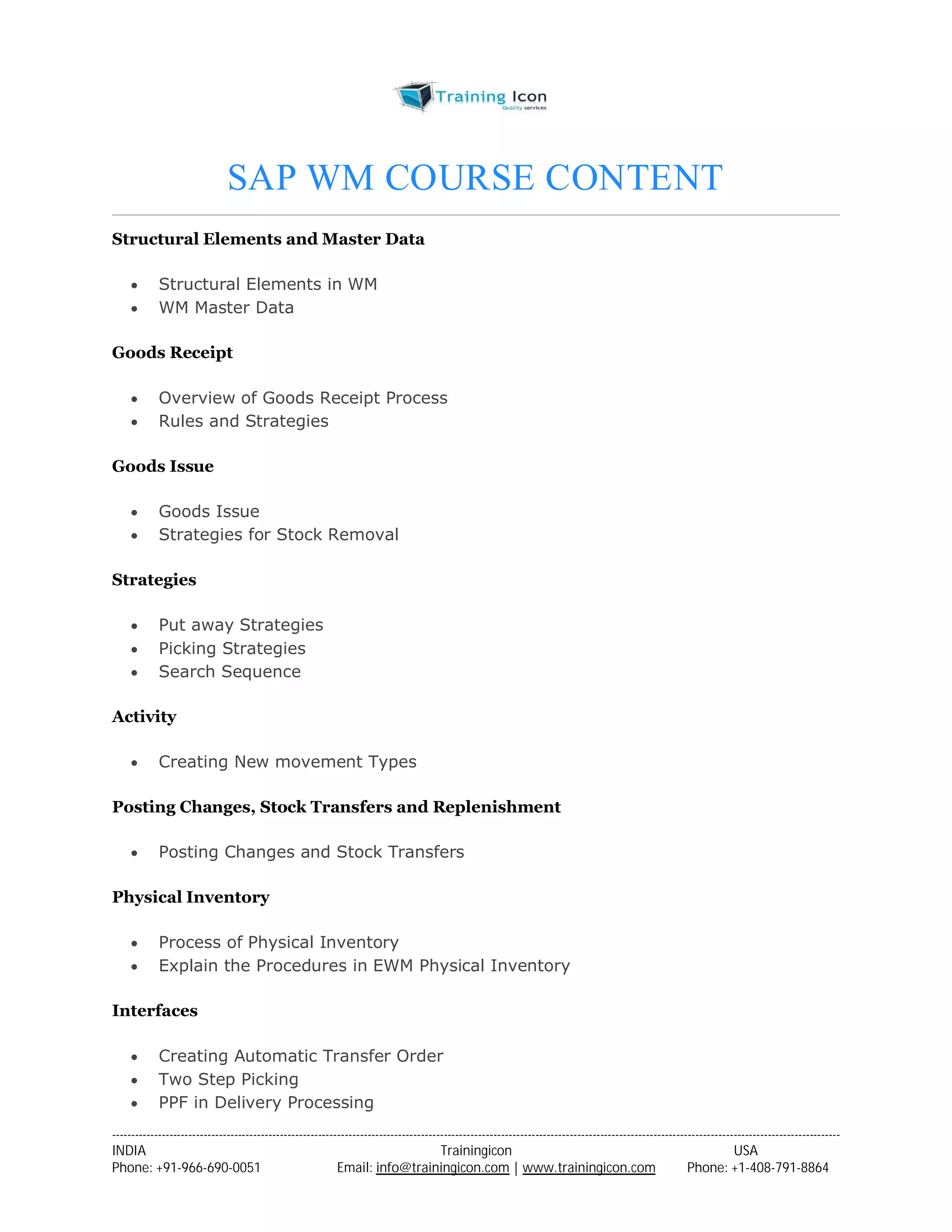 SAP WM ONLINE TRAINING | PDF