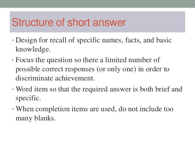 Short answer questions