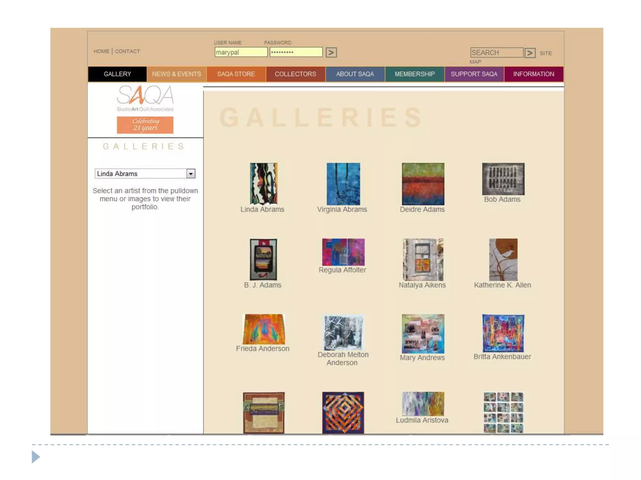 Serve as a forum for the professional          development of quilt artists