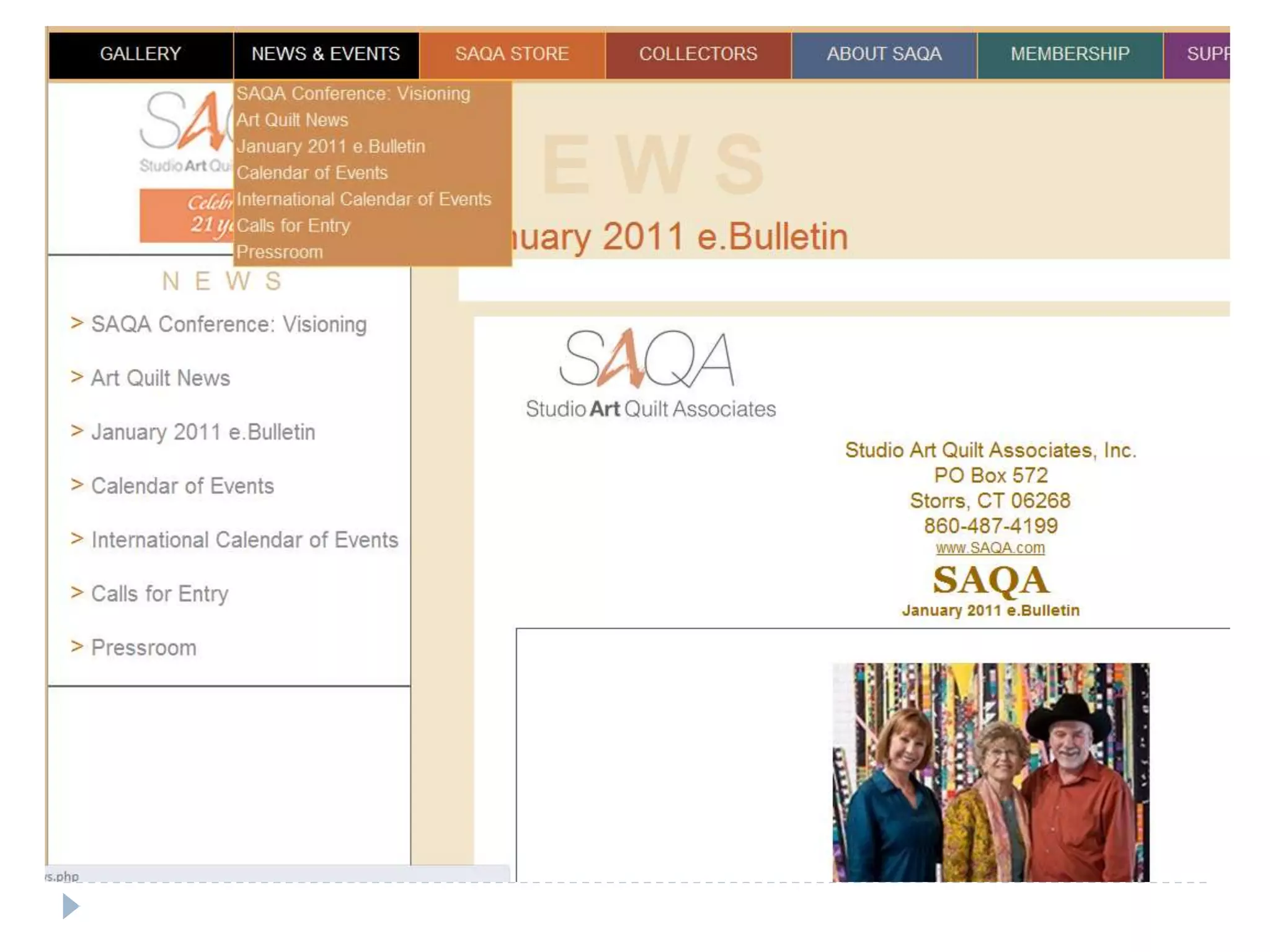 Notice of meetings, educational symposia, calls for entry