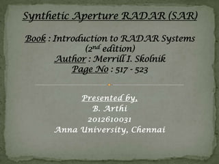 Presented by,
B. Arthi
2012610031
Anna University, Chennai

 