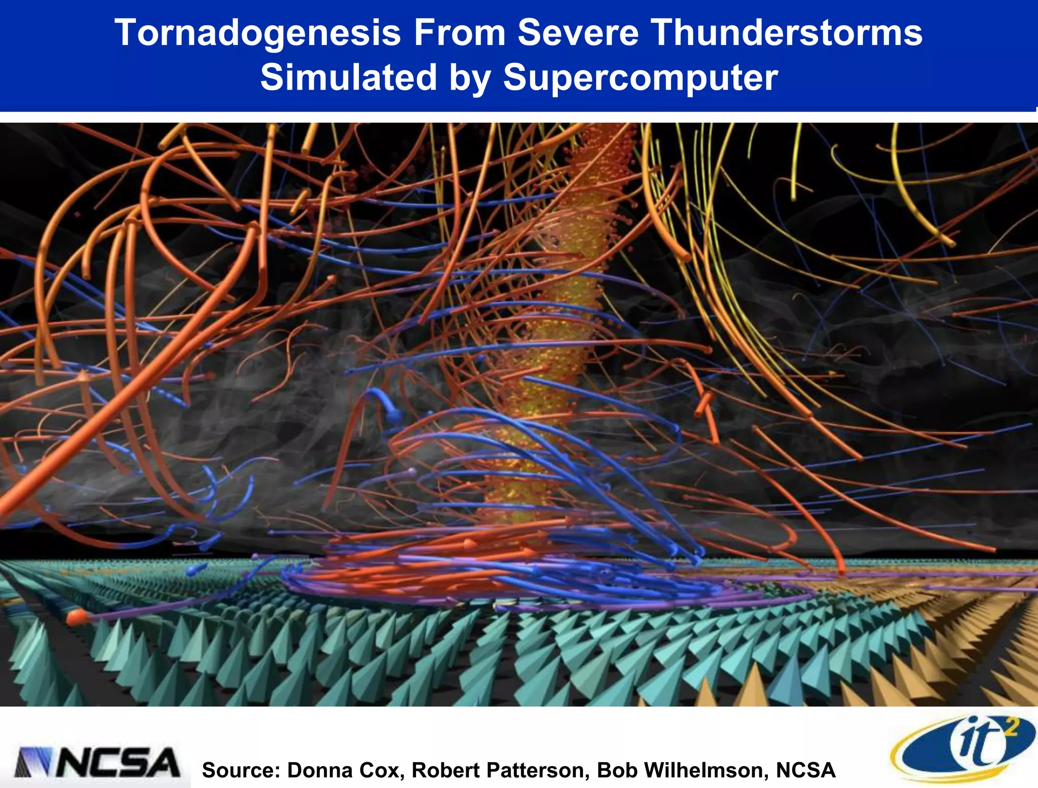 Tornadogenesis From Severe Thunderstorms
       Simulated by Supercomputer




    Source: Donna Cox, Robert Patterson, Bob Wilhelmson, NCSA
 