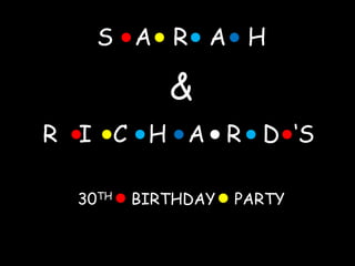 S   A   R   A   H & R   I   C   H   A   R   D  ‘S 30TH    BIRTHDAY    PARTY  