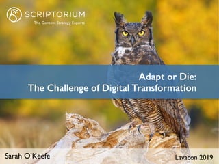 Sarah O’Keefe Lavacon 2019
Adapt or Die: 
The Challenge of Digital Transformation
 