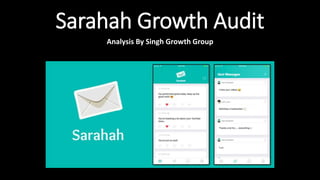 Sarahah Growth Audit
Analysis By Singh Growth Group
 