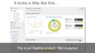 It looks a little like this… 
This is our flagship product, “Moz Analytics” 
 