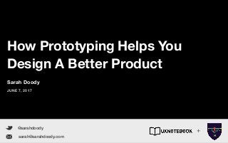 How Prototyping Helps You Design A Better Product www.sarahdoody.com
How Prototyping Helps You
Design A Better Product
@sarahdoody
Sarah Doody
JUNE 7, 2017
sarah@sarahdoody.com
+
 
