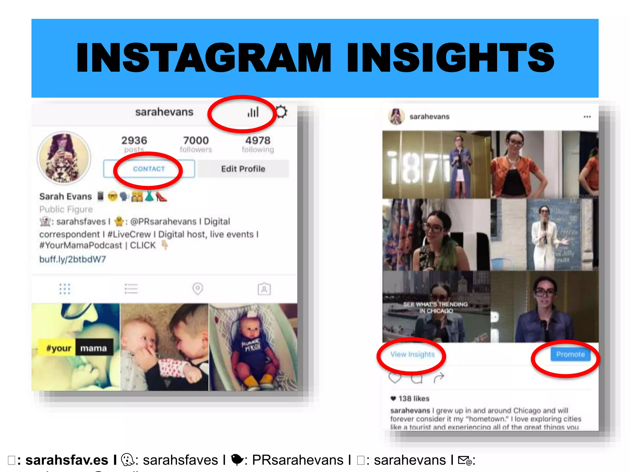 🖥: sarahsfav.es I 👻: sarahsfaves I 🐤: PRsarahevans I 🖥: sarahevans I 📧:
INSTAGRAM INSIGHTS
 