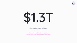 $1.3T
Cost of poor quality software
Consortium for IT Software Quality,
“The Cost of Poor Quality Software in the US: a 2020 Report”
 