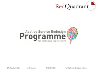 Managing change – the
Bristol Applied Programme 1
©RedQuadrant 2016 Sarah Johnston 0770 10149836 sarah.johnston@redquadrant.com
 