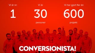 1
Vi är nr:
30
Vi är
personer
600
Vi har gjort ﬂer än
projekt
 