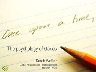 The psychology of stories
Sarah Walker
Global Neuroscience Practice Director
Millward Brown
 