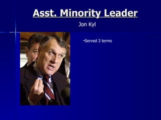 Asst. Minority Leader Jon Kyl Served 3 terms 