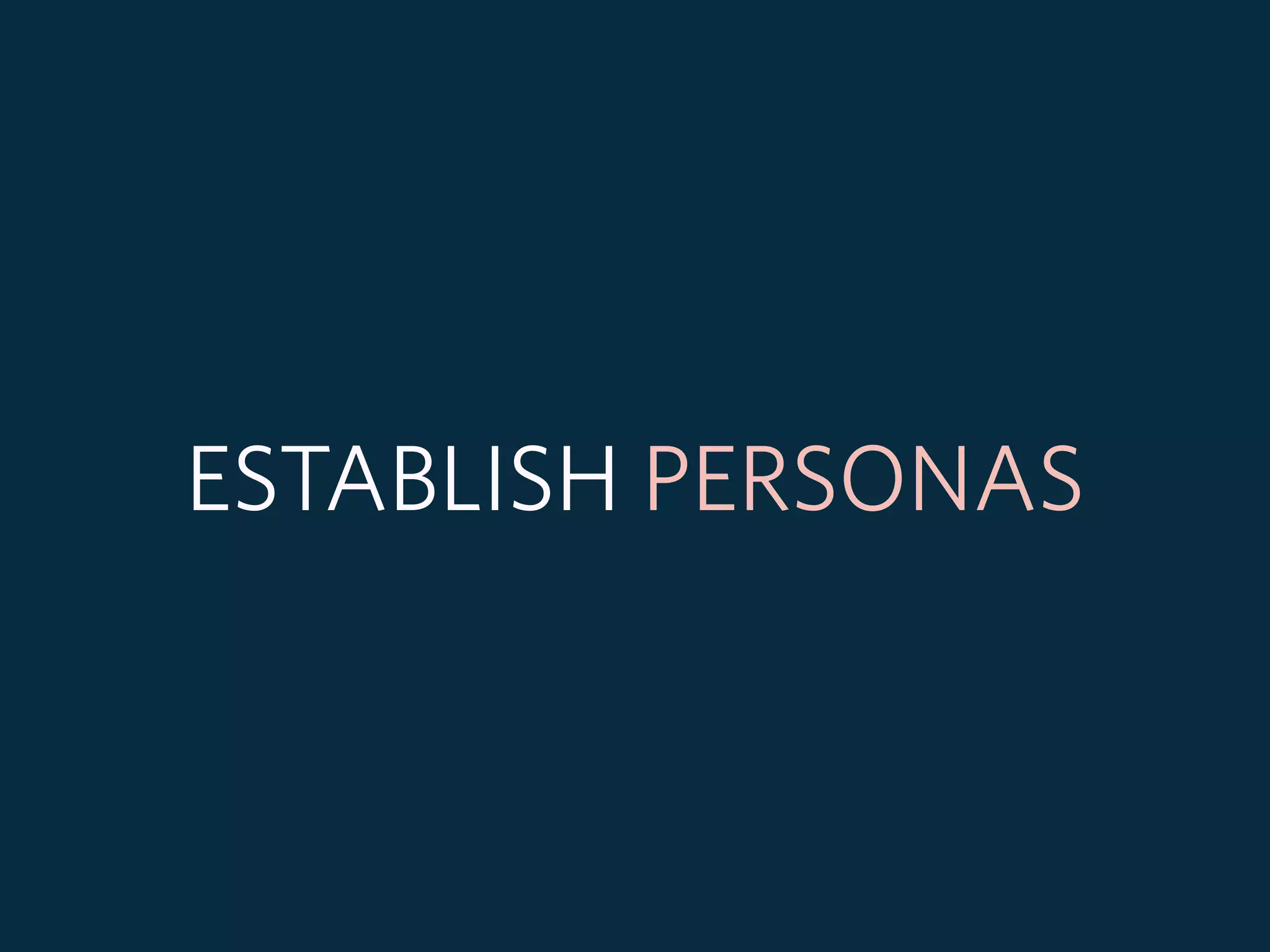 ESTABLISH PERSONAS
 
