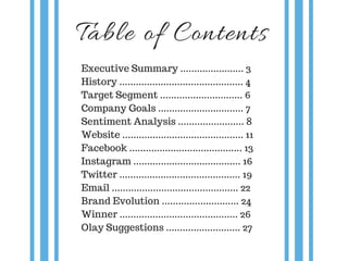 Table of Contents
Executive Summary ....................... 3
History ............................................. 4
Targ...