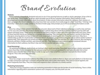 Brand Evolution
Website:
     Dove's website is beautifully designed and easy to use. It has amazing features as well as c...