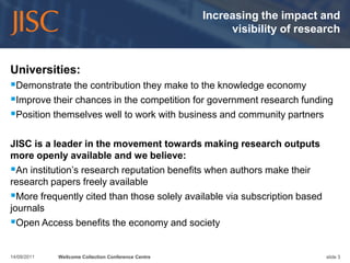 Supporting universities to make effective and efficient use of technology – in research and in the management of research                  Key themes:Increasing the impact and visibility of research