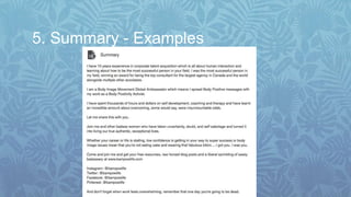 5. Summary - Examples
 
