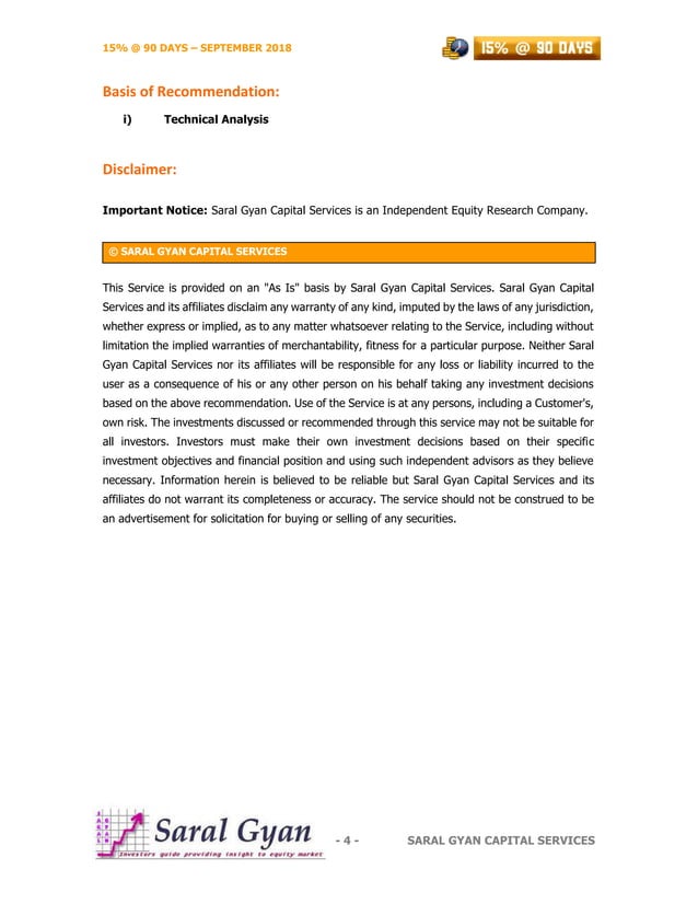 Saral Gyan - 15% @ 90 Days - Sept 2018 | PDF | Stocks and Bonds