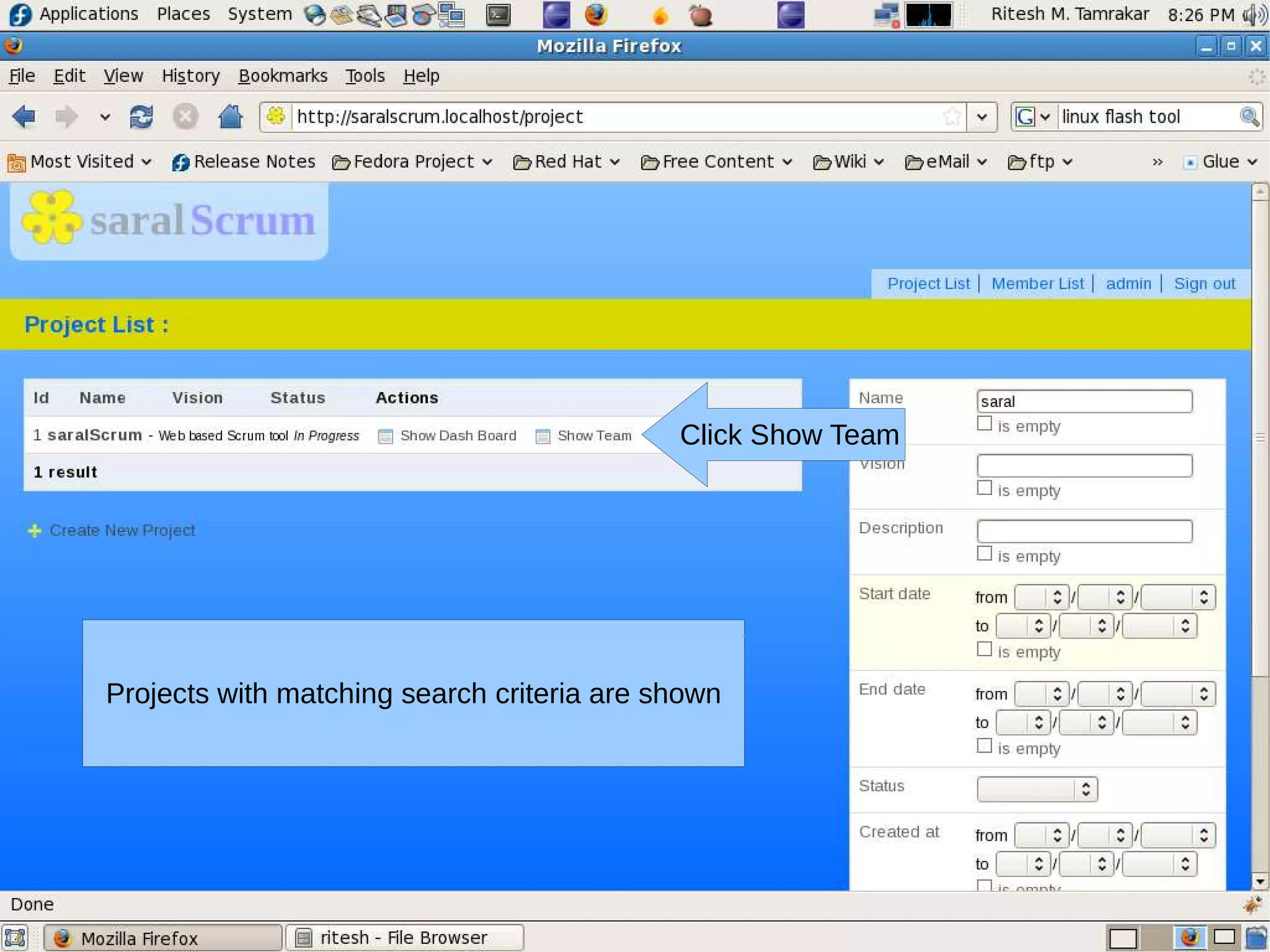 Click Show Team




Projects with matching search criteria are shown
 
