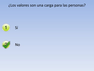¿Los valores son una carga para las personas?




   Sí



   No
 