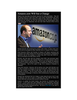 Amazon to See Changes | Sarang Ahuja