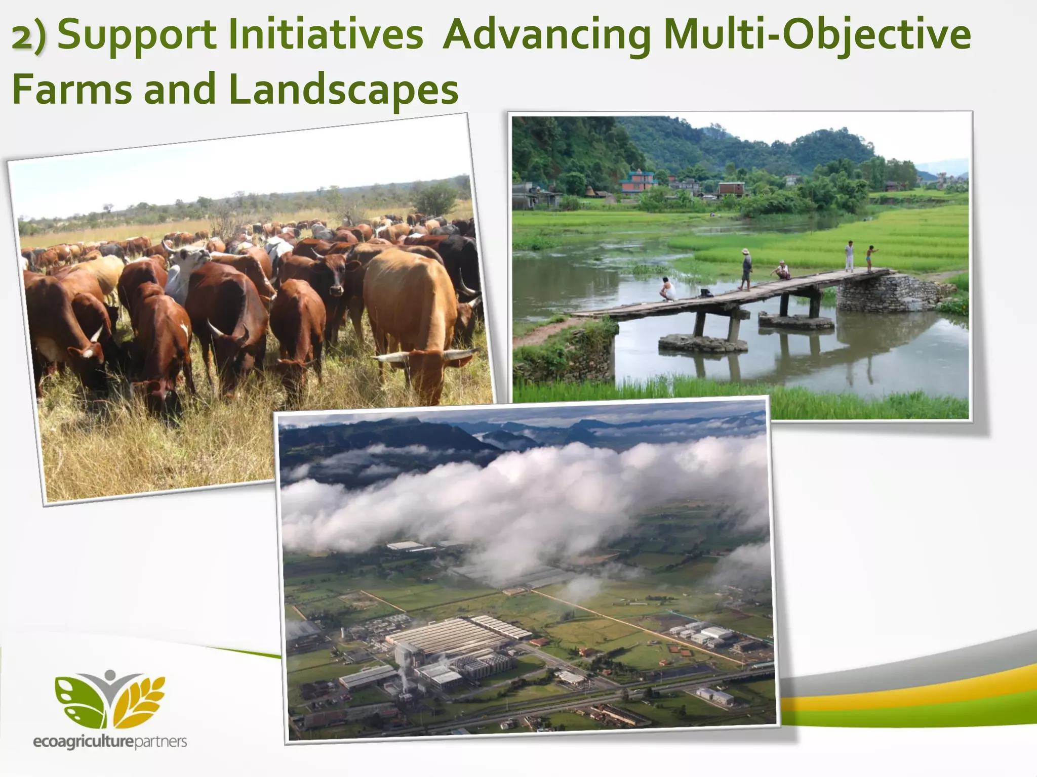 2) Support Initiatives Advancing Multi-Objective
Farms and Landscapes
 