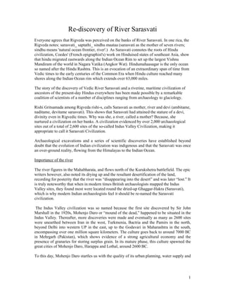 Vedic Rivers Saraswati in hindu civilizational history and culture | PDF