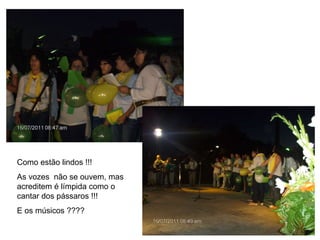 Como estão lindos !!! As vozes  não se ouvem, mas acreditem é límpida como o cantar dos pássaros !!! E os músicos ???? 