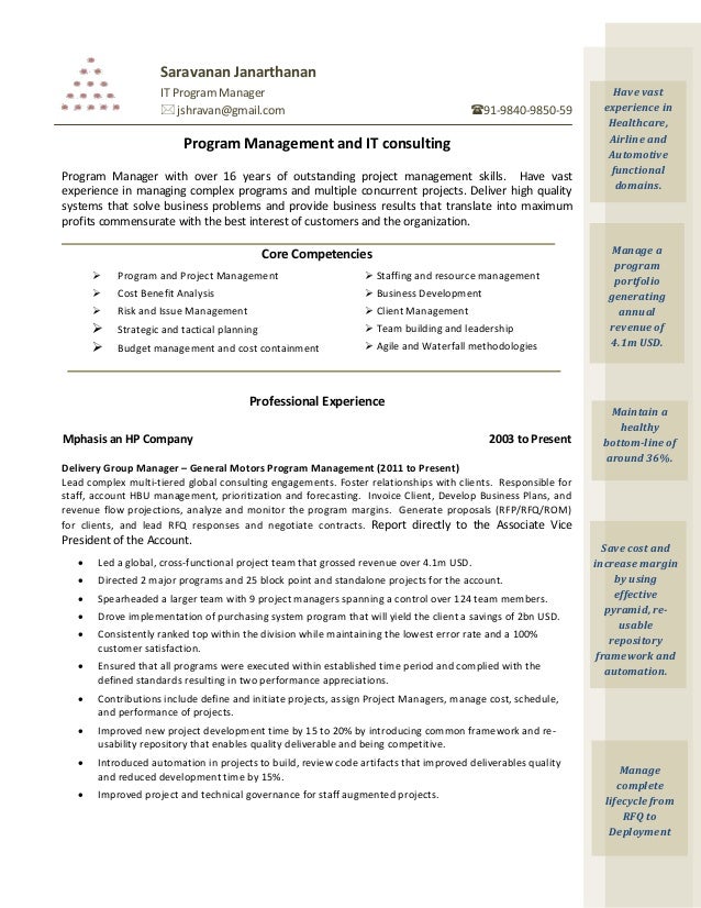 saravanan janarthanan program manager resume