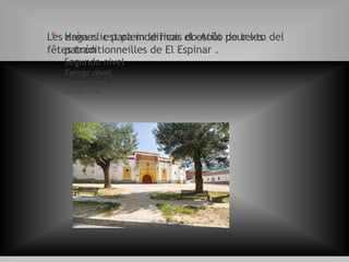 * Haga clic para modificar el estilo de texto del
patrón
Segundo nivel
Tercer nivel
Cuarto nivel
Quinto nivel
Les arènes est plein le mois do Août pour les
fêtes traditionneilles de El Espinar .
 