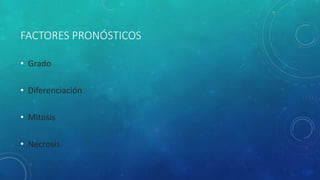 FACTORES PRONÓSTICOS
• Grado
• Diferenciación
• Mitosis
• Necrosis
 