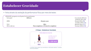 Estabelecer gravidade
• Feita através da avaliação da performance física por meio de testes
Estabelecer Gravidade
 