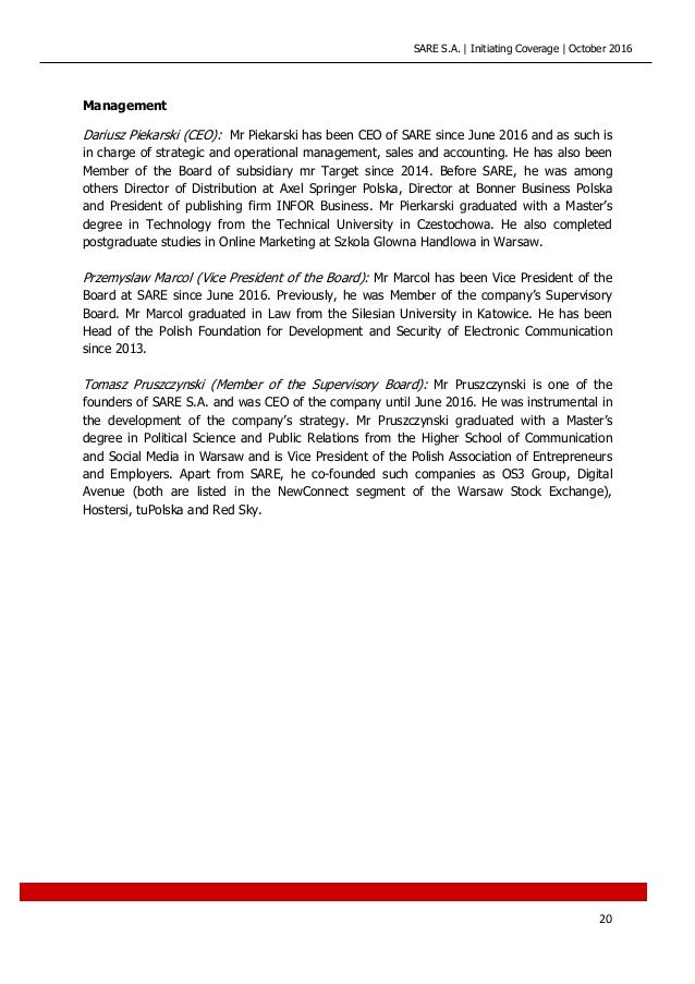 Sare S A Raport Analityczny Initiating Coverage Pazdziernik 2016 slideshare