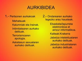 AURKIBIDEA 1.-  Pertsonen aurkakoak Mehatsuak 