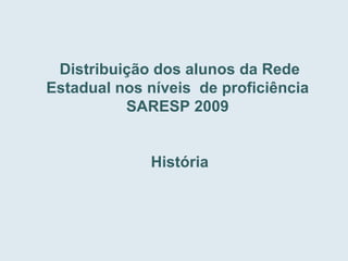 Distribuição dos alunos da Rede Estadual nos níveis  de proficiência  SARESP 2009  História 