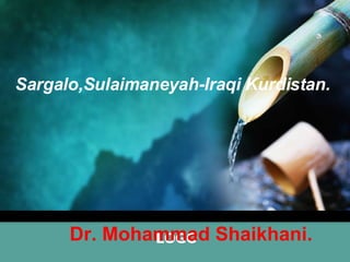 Sargalo,Sulaimaneyah-Iraqi Kurdistan. Dr. Mohammad Shaikhani. 
