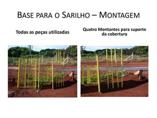 BASE PARA O SARILHO – MONTAGEM
Todas as peças utilizadas
Quatro Montantes para suporte
da cobertura
 