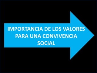 IMPORTANCIA DE LOS VALORES
  PARA UNA CONVIVENCIA
         SOCIAL
 