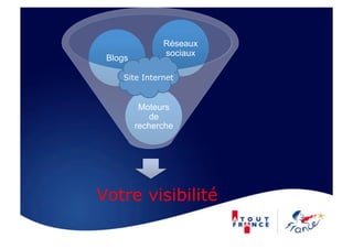 Réseaux
               sociaux
 Blogs

    Site Internet


          Moteurs
            de
         recherche




Votre visibilité
 