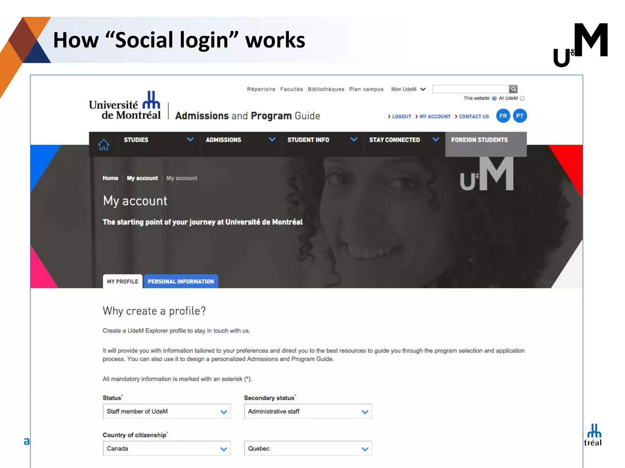 admission.umontreal.ca
How “Social login” works