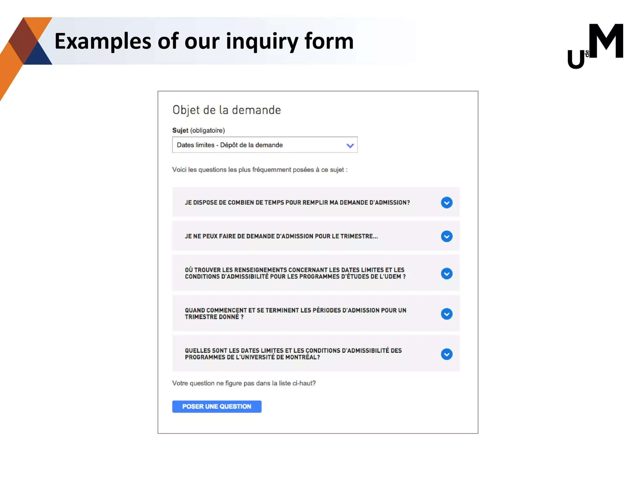 Examples of our inquiry form