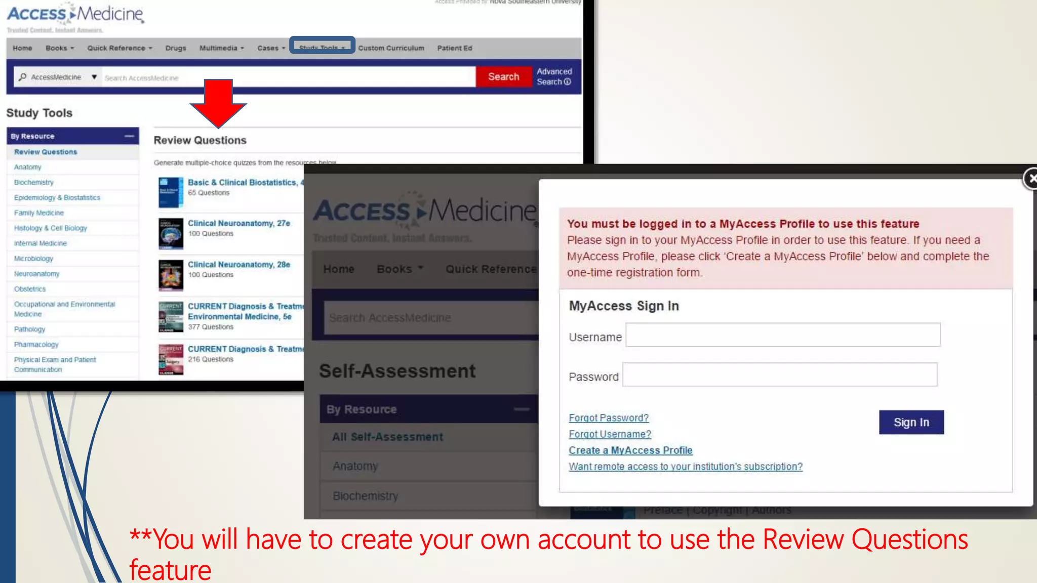 **You will have to create your own account to use the Review Questions
feature
 